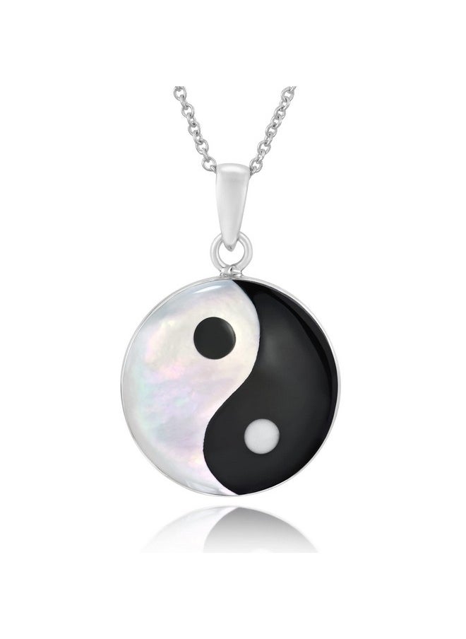 AeraVida Yin Yang Balance Of Life .925 Sterling Silver Necklace For Men And Women, 18 Inch  - Image 1