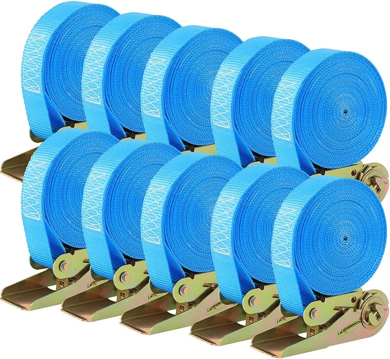 TLGREEN 10 Pcs 20 FT Endless Ratchet Tie Down Straps - No Hook for Transporting Goods (Blue) - Image 1
