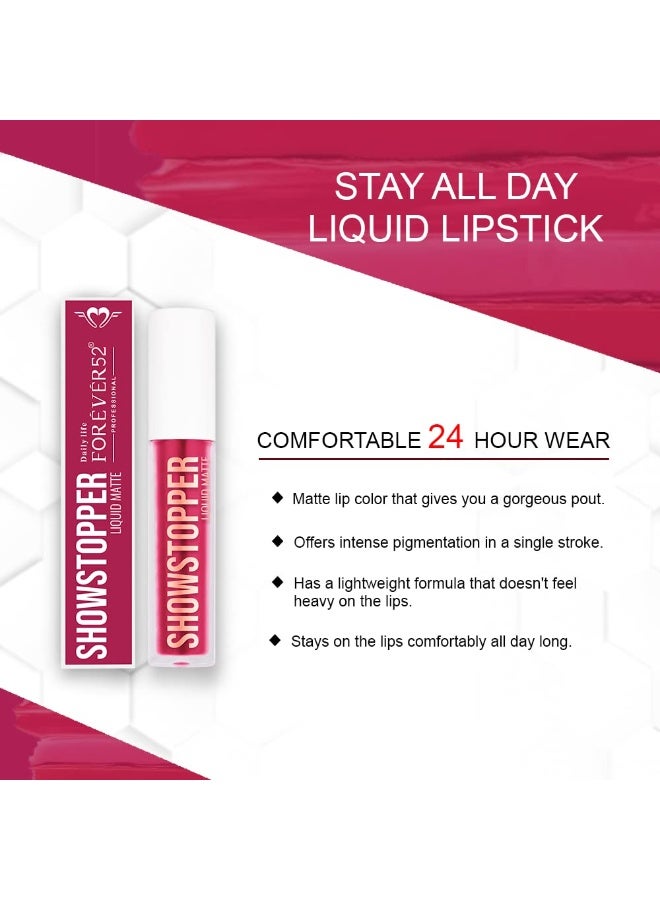 Daily Life Forever52 Showstopper Liquid Lipstick - Long-lasting up to 24 Hours Stay |Matte Finish |Vegan & Cruelty Free -Flush - 5ml - Image 2