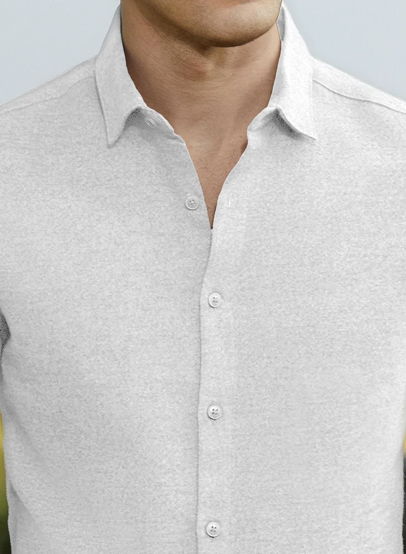 كامبوس سوترا Men's Daisy White Solid Regular Shirt