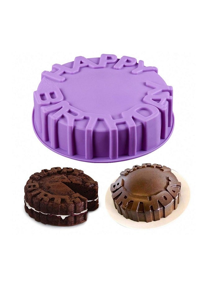بيسبل بيسبيل قالب كيك سيليكون دائري مع تصميم حروف "Happy Birthday"، قالب خبز غير لاصق – BB3372بيسبيل قالب كيك سيليكون دائري مع تصميم حروف "Happy Birthday"، قالب خبز غير لاصق – BB3372 - Image 1