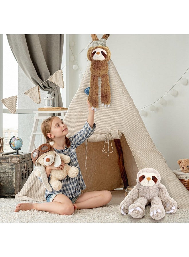 Queekay Queekay 2 Packs Sloth Stuffed Animal Hanging 18 Inch Three Toed Sloth Plush Toy with Hook and Loop Hands for Teens Adults Gifts Decors(Gray, Dark Brown)  - Image 4