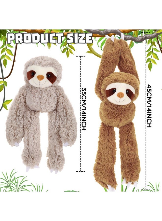 Queekay Queekay 2 Packs Sloth Stuffed Animal Hanging 18 Inch Three Toed Sloth Plush Toy with Hook and Loop Hands for Teens Adults Gifts Decors(Gray, Dark Brown)  - Image 2