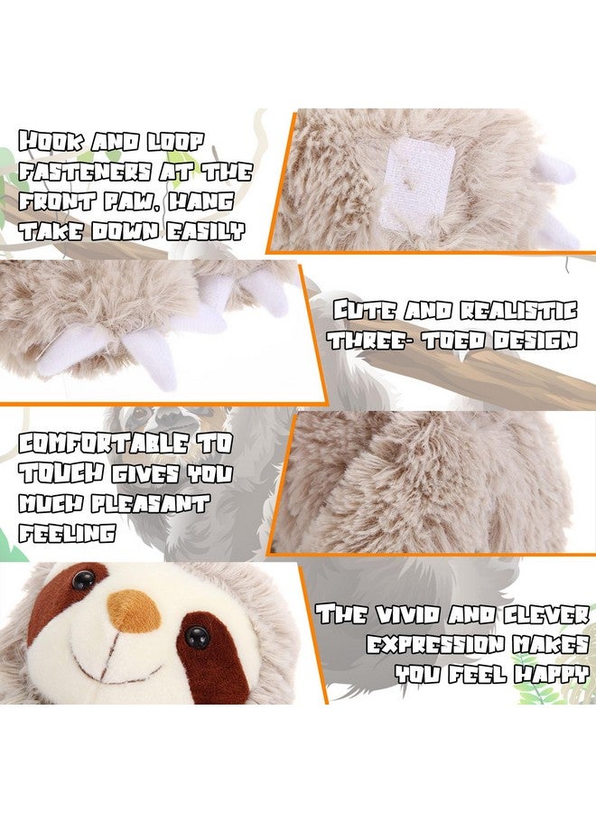 Queekay Queekay 2 Packs Sloth Stuffed Animal Hanging 18 Inch Three Toed Sloth Plush Toy with Hook and Loop Hands for Teens Adults Gifts Decors(Gray, Dark Brown)  - Image 3