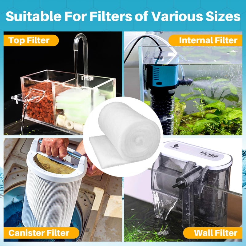 Rainflow Aquarium Filter Pad - Aquarium Filter Media, Aquarium Filter Floss,39.4 x 11.8in Filter Pad, Filter Floss for Fish Tank, Aquarium, Ponds,Garden?Saltwater, Fershwater,Plant, Trutle(White) - Image 5