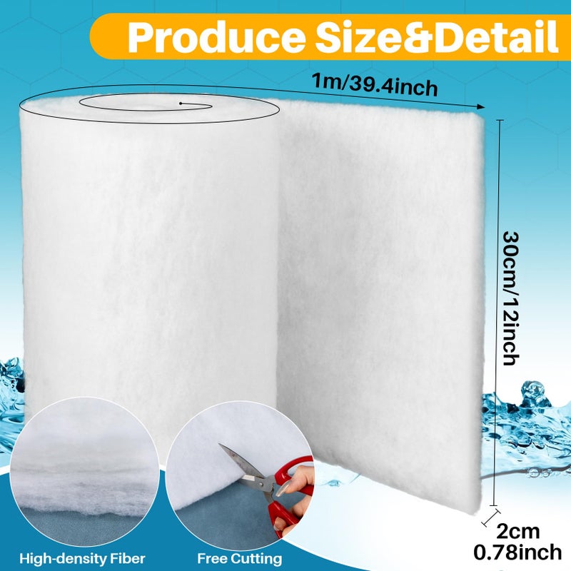 Rainflow Aquarium Filter Pad - Aquarium Filter Media, Aquarium Filter Floss,39.4 x 11.8in Filter Pad, Filter Floss for Fish Tank, Aquarium, Ponds,Garden?Saltwater, Fershwater,Plant, Trutle(White) - Image 2