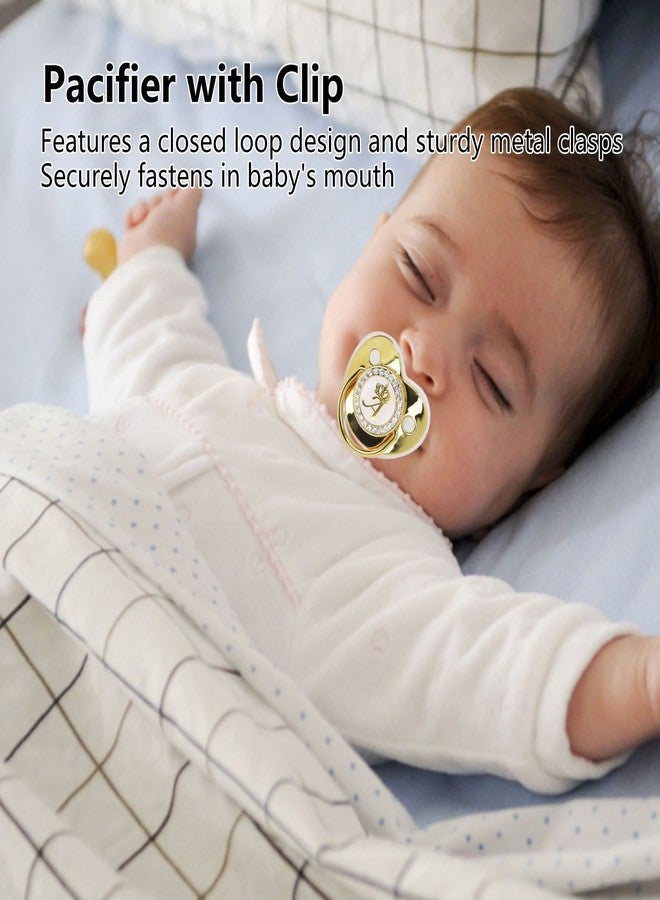 GLOGLOW Gold Letter Infant Pacifier, Fashionable and Portable Rhinest Pacifier, Suitable for Home and Travel Use A - Image 2