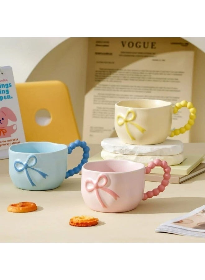 KITCHENOO Porcelain Bow Mug with Bubble Handle – Large Size for Nescafe & Hot Drinks - Image 2