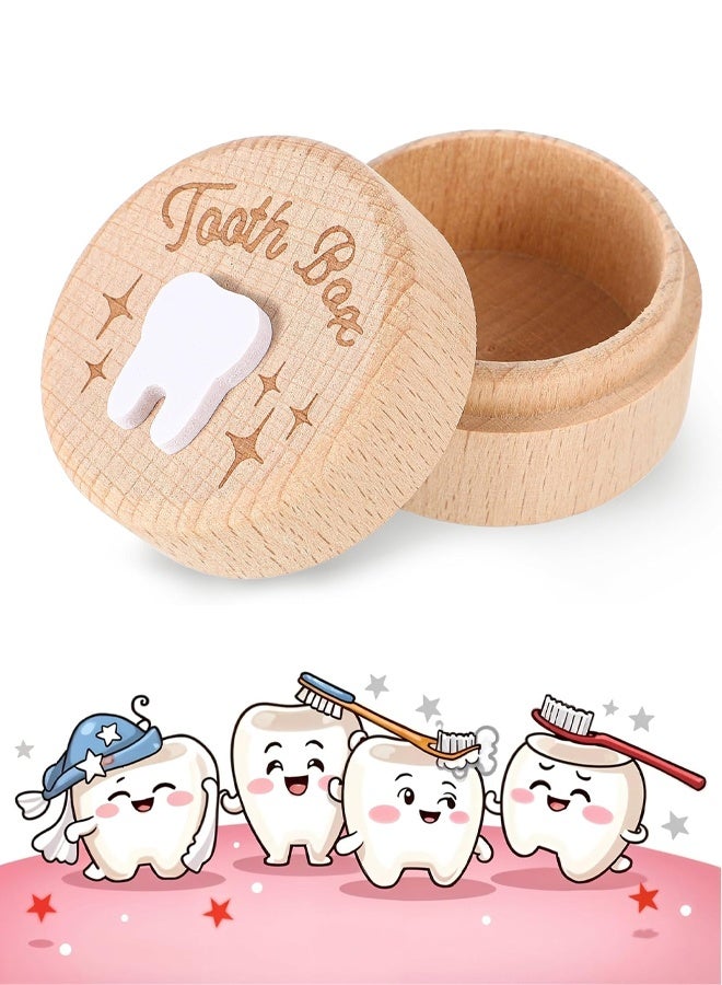 Wooden Tooth Fairy Box, 3D Carved Kids Teeth Keepsake Storage Box - Image 1