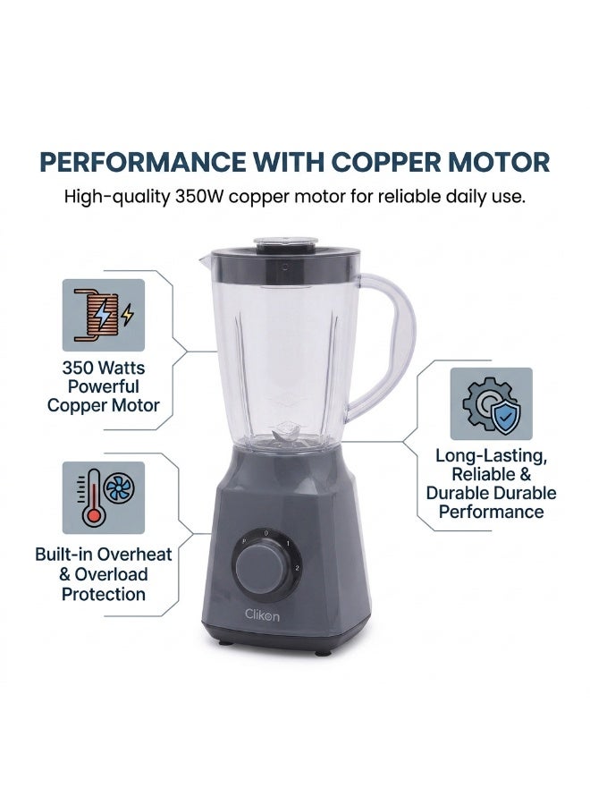 Clikon 600W 2-in-1 Blender | Practical Blending & Mixing | Convenient Kitchen Appliance | White Finish | 2-Year Warranty | CK2665 | White 600 W CK2665 Grey - Image 2