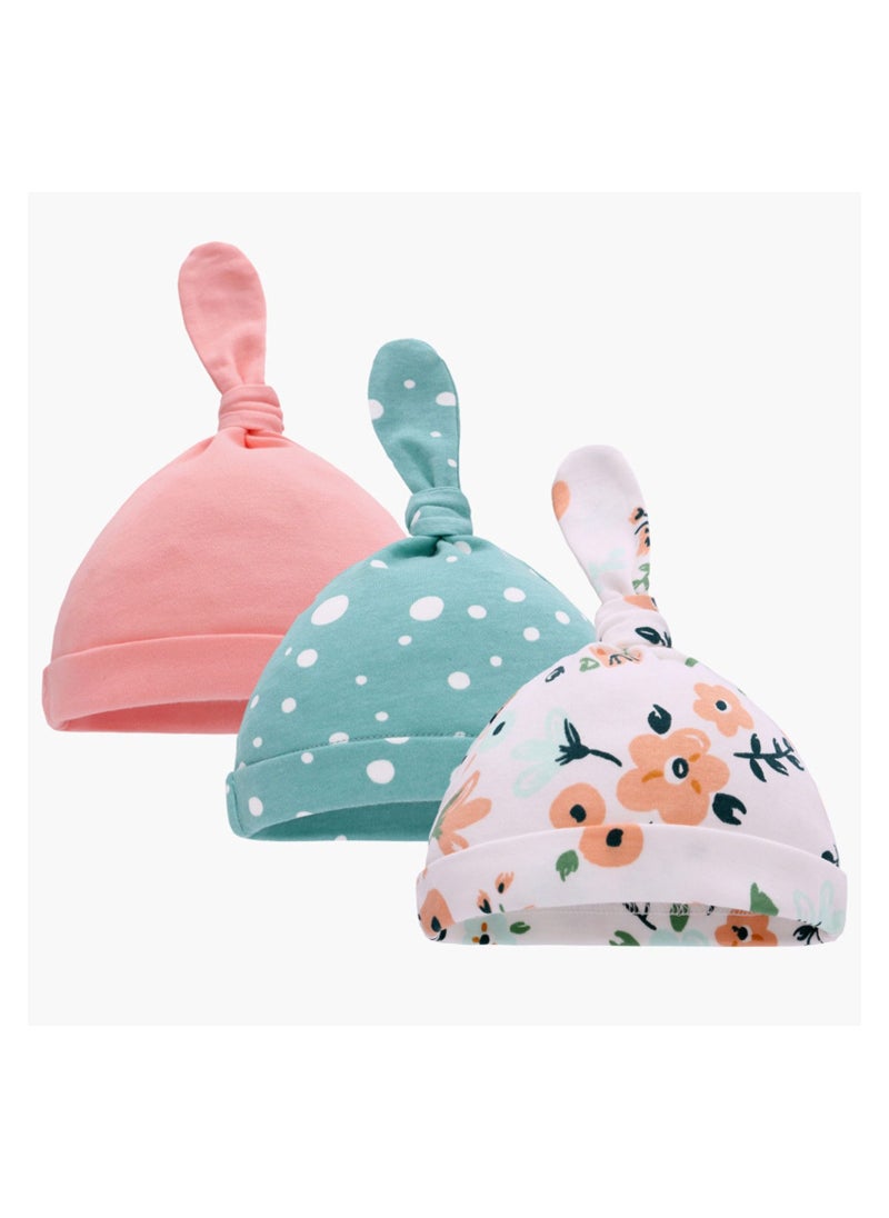 Loquat - Suitable For 0-6 Month Baby Soft Breathable Tire Cap 3 Pieces - Image 1