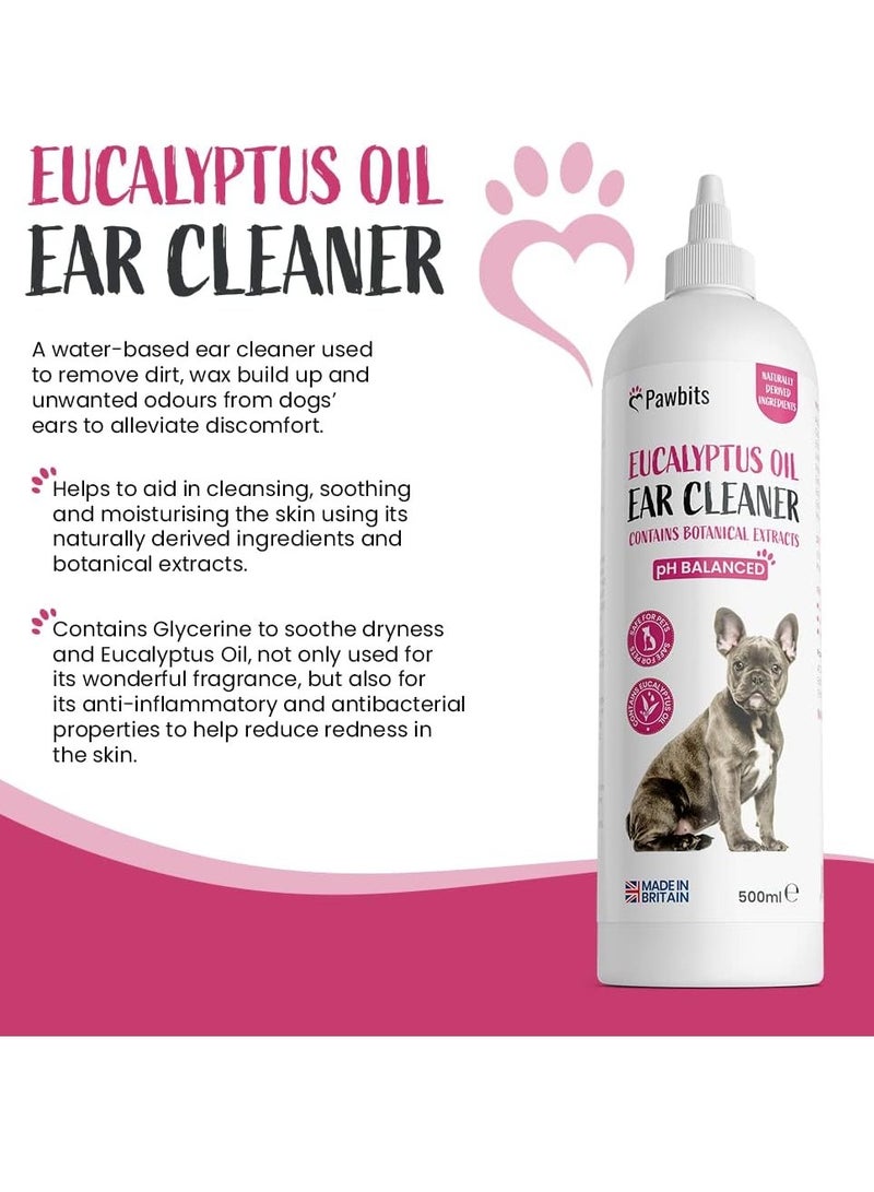 منظف ​​الأذن للكلاب والقطط محلول مرطب لتنظيف الأذن بزيت الأوكالبتوس لإزالة الأوساخ والشمع قطرات غير سامة ومهدئة لإيقاف الحكة وعدم الراحة واهتزاز الرأس 500 مل - Image 2