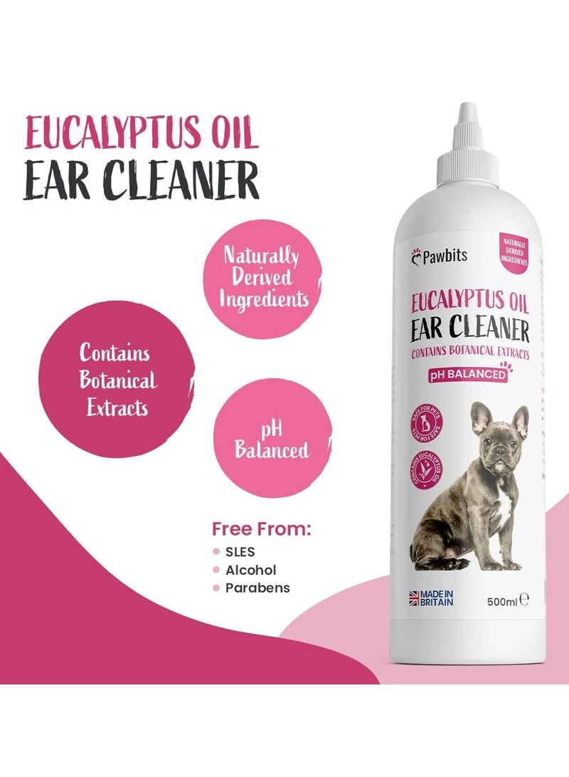 منظف ​​الأذن للكلاب والقطط محلول مرطب لتنظيف الأذن بزيت الأوكالبتوس لإزالة الأوساخ والشمع قطرات غير سامة ومهدئة لإيقاف الحكة وعدم الراحة واهتزاز الرأس 500 مل - Image 3
