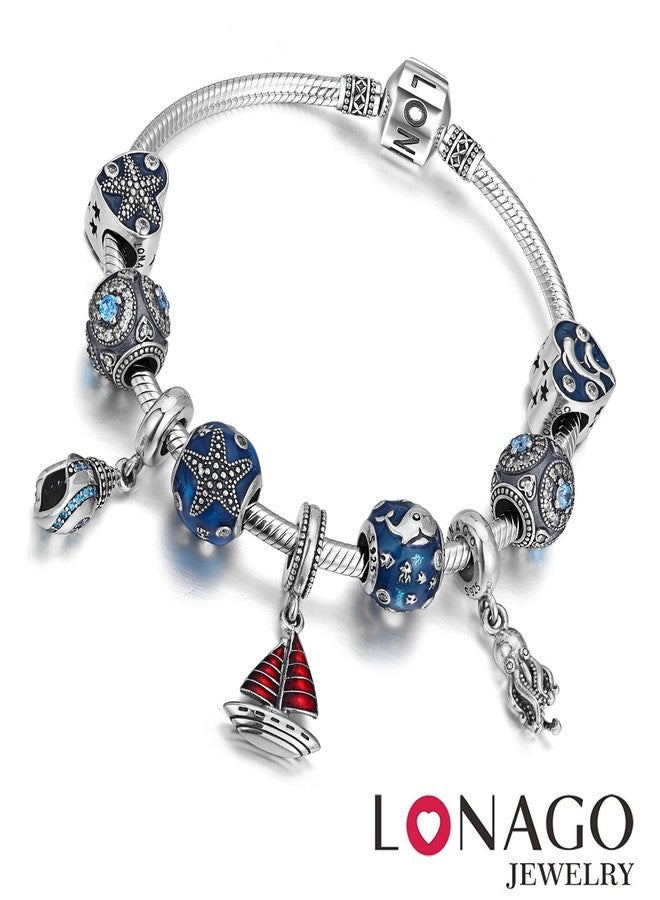 LONAGO Genuine Charm Bracelet 925 Sterling Silver Snake Chain Bangle Barrel Clasp Jewelry Fit Snake Charm Birthday Gift for Women (6.7 inches/17 cm) - Image 4