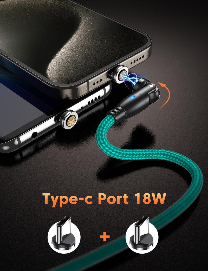 VAFOTON 9PIN Magnetic USB C Charging Cable (2Pack, 6.6/6.6ft), 360°&180° Rotation Magnetic Charging Cable/Magnet Phone Charger/Magnet Charger Cables for Samsung Galaxy S10/S9/S8, Note 10/9/8, Google - Image 3
