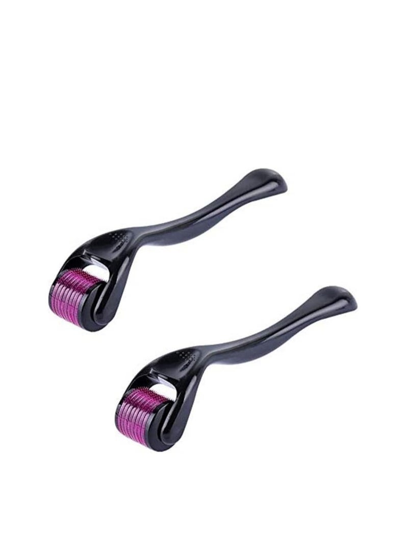 Derma Roller ديرما رولر ديرما رولر لنمو الشعر، مجموعة من 2 إبرة تيتانيوم 540 دقيقة للوجه والرقبة والجسم 0.5 مم 1 مم علاج التجاعيد وندبات حب الشباب وعلامات التمدد - Image 2