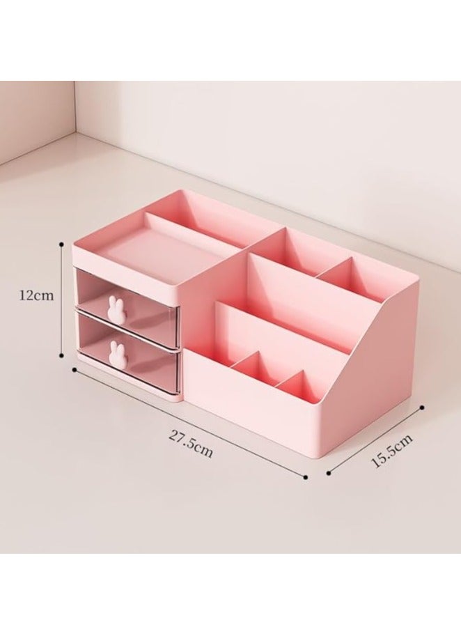 Makeup Organizer for Vanity Bathroom, Clear Drawer Cosmetic Storage Display Case with Brush holder, Desk Countertop Plastic Cosmetic Box Beauty Organization for Skincare Lipstick Jewelry  - Image 5