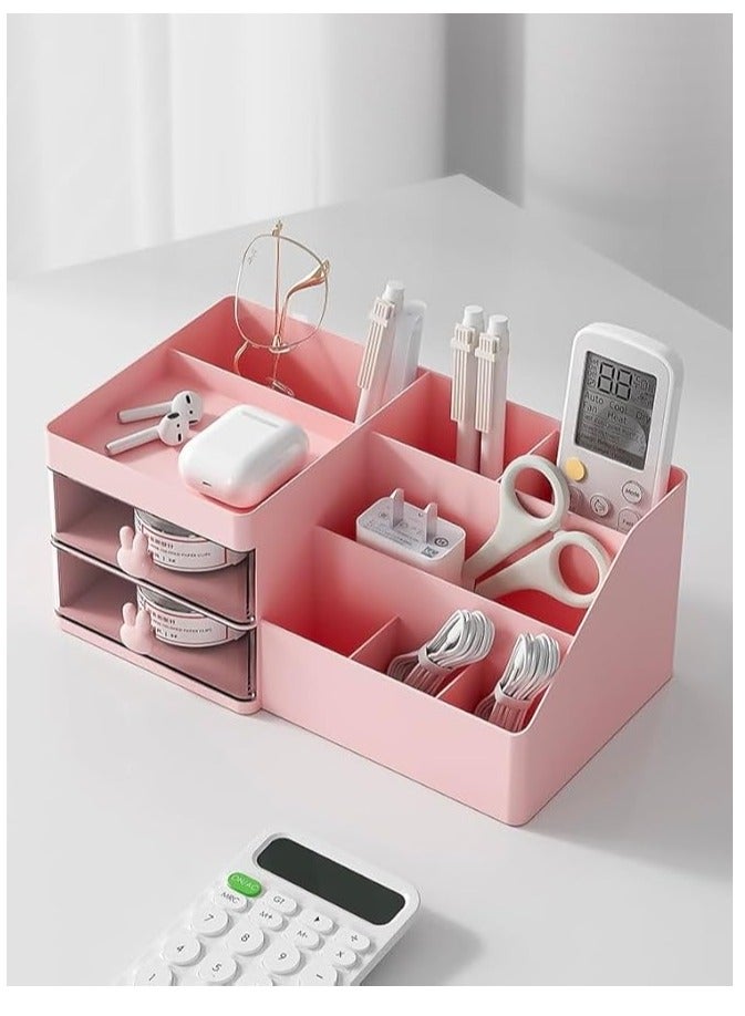 Makeup Organizer for Vanity Bathroom, Clear Drawer Cosmetic Storage Display Case with Brush holder, Desk Countertop Plastic Cosmetic Box Beauty Organization for Skincare Lipstick Jewelry  - Image 3