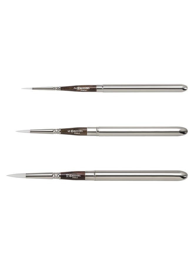 Escoda Watercolour | Perla Set with 3 Round Travel Brushes for Watercolour | Size 2,6,10 | 3 Brushes | Synthetic imitating White Toray | Round Pointed - Image 5