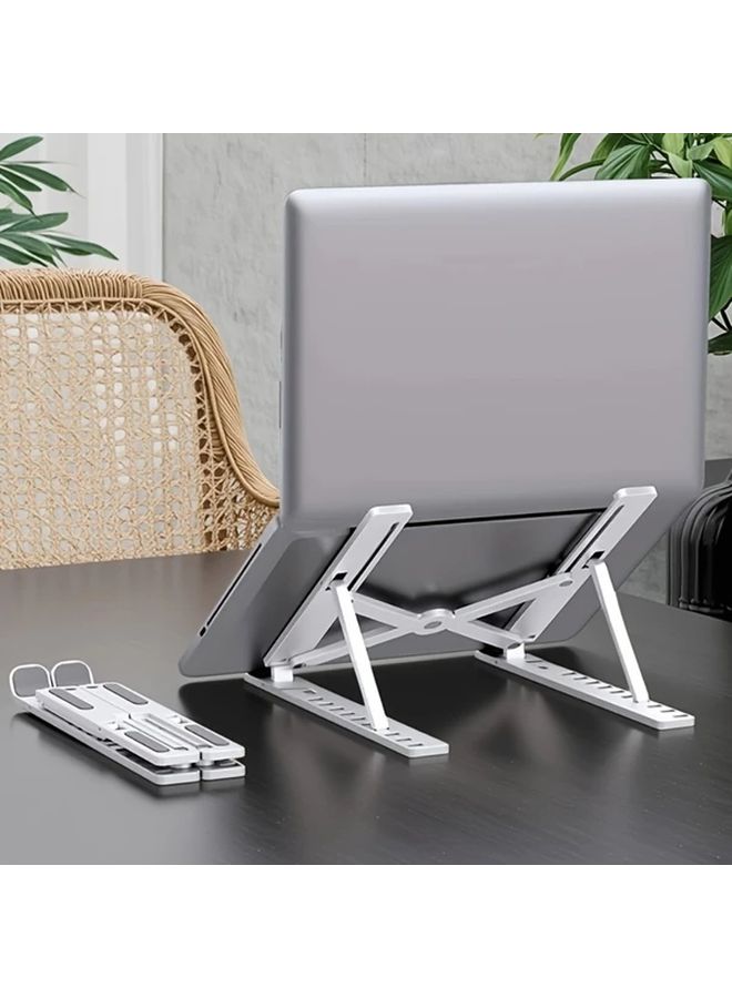 Portable Foldable Laptop Stand 10 Layer Adjustable Cooling Desk Stand Sturdy White - Image 1