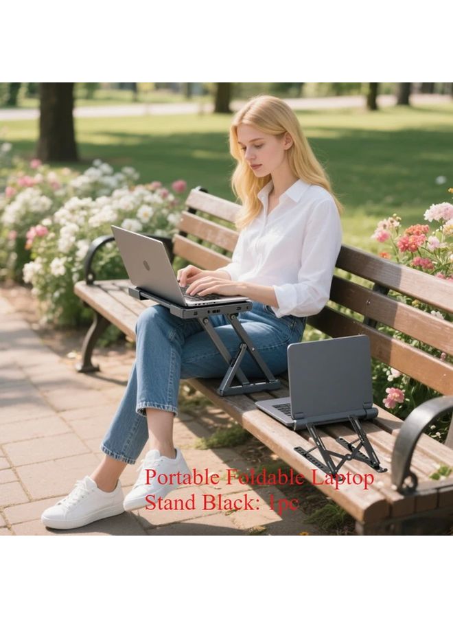 Portable Foldable Laptop Stand 10 Layer Adjustable Cooling Desk Stand Sturdy White - Image 4