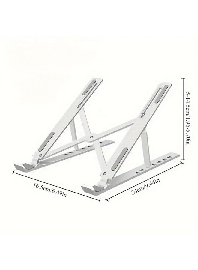 Portable Foldable Laptop Stand 10 Layer Adjustable Cooling Desk Stand Sturdy White - Image 2