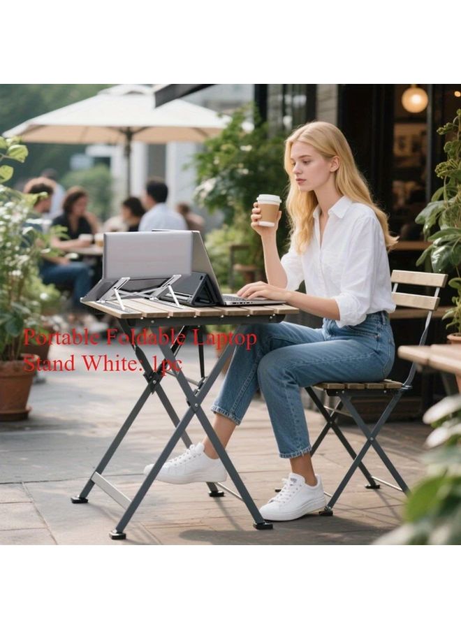Portable Foldable Laptop Stand 10 Layer Adjustable Cooling Desk Stand Sturdy White - Image 3