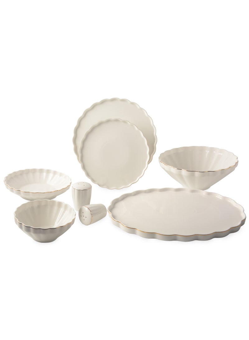 Life Smile 29-Pcs Dinner Set – Porcelain Dinnerwares- Serving Dish and Bowls Set Includes 6x Dinner Plates, 6x Fruit Plates, 6x Soup Plates, 6 x Dessert Bowls, 2x Oval Plates, 1x Salad Bowl, and 1x Salt and Pepper Shaker - Image 1