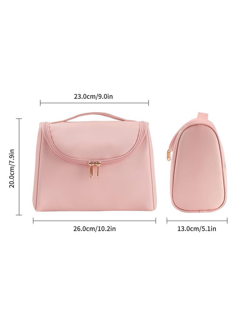 SYOSI Travel Cosmetic Bags Makeup Bag Toiletry Bag for Women Large Capacity Makeup Organizer Bag Vegan Leather Makeup Brush Organizer Waterproof Cosmetic Bags for Women - Image 3