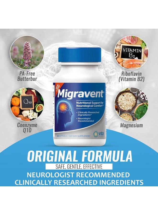 Vita Sciences Migravent Migraine Relief Supplement w/Vitamin B2, Riboflavin, Magnesium, Coenzyme CoQ10, PA-Free Butterbur, Bioperine, Premium Herbal Extracts 60 Count - Image 2