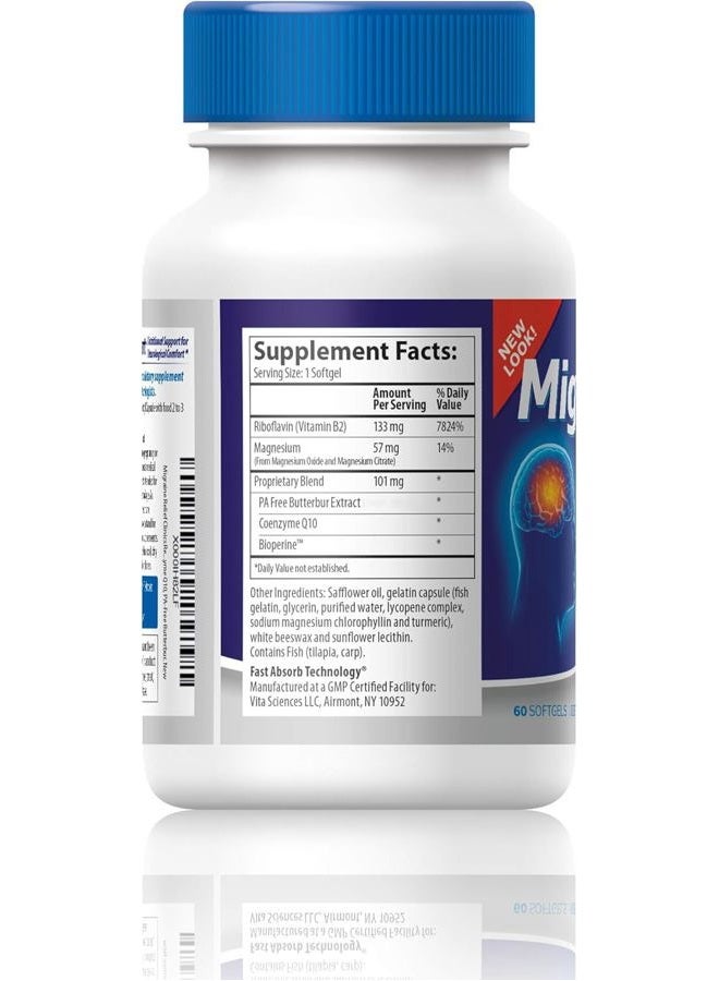 Vita Sciences Migravent Migraine Relief Supplement w/Vitamin B2, Riboflavin, Magnesium, Coenzyme CoQ10, PA-Free Butterbur, Bioperine, Premium Herbal Extracts 60 Count - Image 3
