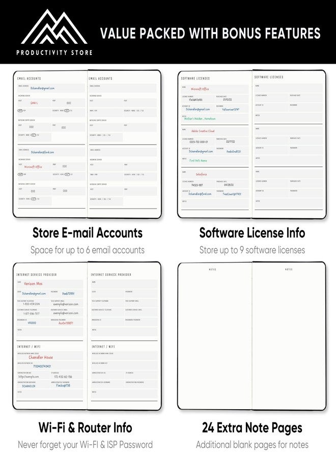 PRODUCTIVITY STORE Best Password Book with Alphabetical Tabs | Small Password Book, Organizer & Notebook | Password Keeper to Keep Website Logins & Passwords Safe | Black | Small 4x5.5 | Productivity Store - Image 5