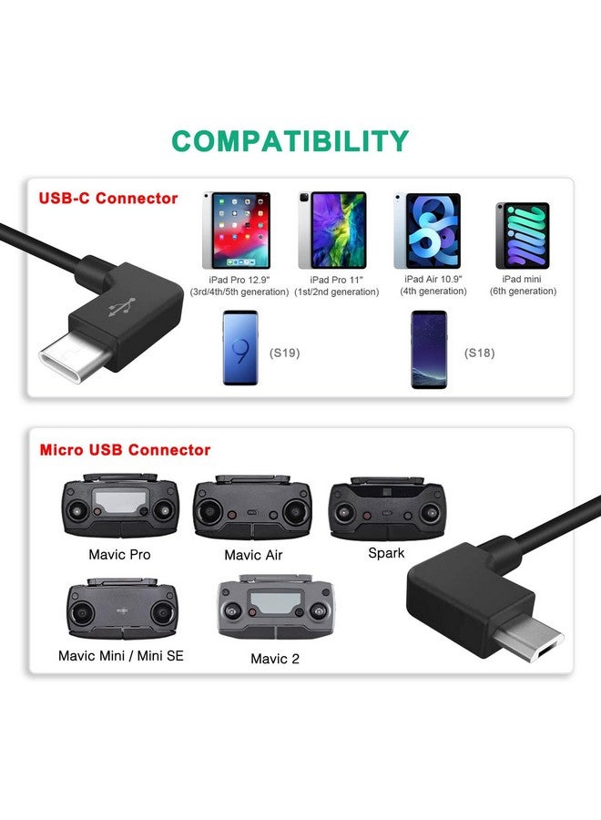 بادي كابل USB Type-C OTG من Artisan Tribute Micro Ab إلى USB C بديل لجهاز التحكم Dji Mavic Mini/Mavic 2 Pro، مقاس 9.8 بوصة - Image 3