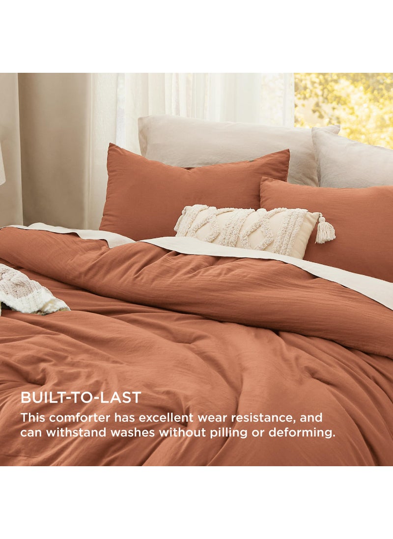 Bedsure Bedsure King Size Comforter Set  Burnt Orange Soft Prewashed Bed Comforter for All Seasons  3 Pieces Warm Bedding Sets  1 Lightweight Comforter (104""x90"") and 2 Pillowcases (20""x36"")  - Image 3