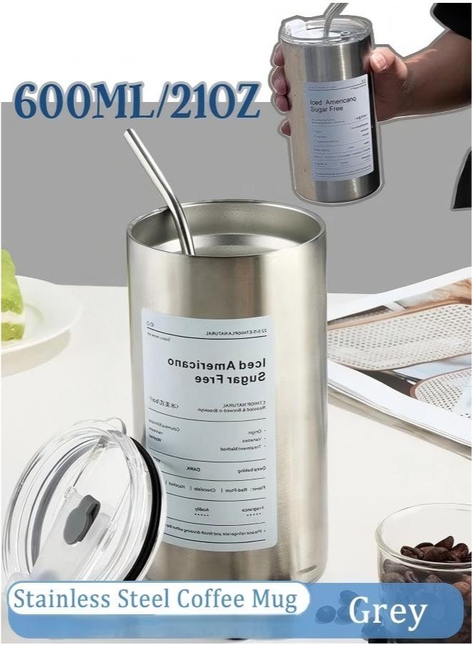 NOOA Stainless Steel Vacuum Insulated Coffee Mug Tumbler with Lid and Straw for Water Iced Tea or Coffee Smoothie and More Coffee Travel Mug for Car/Home/Office/Party/Camping - Image 2