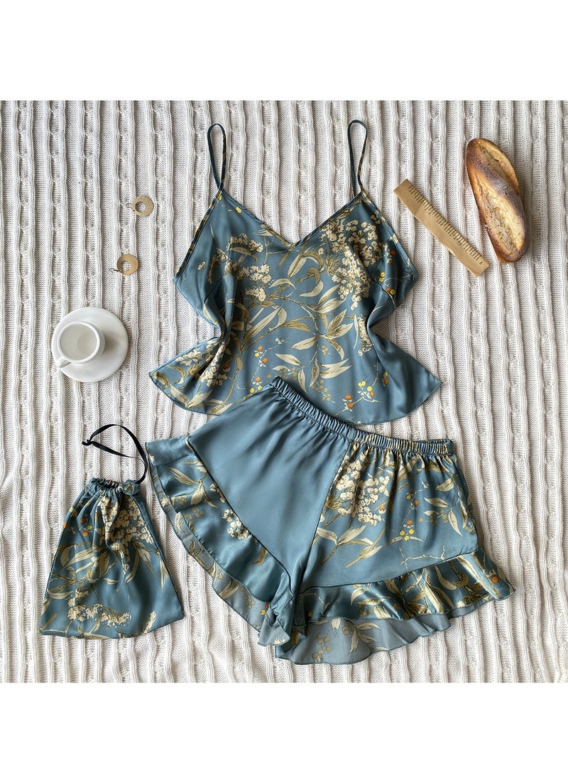 Two-Piece Stylish Printed Shorts Loungewear Set