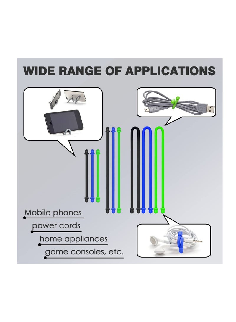 Excefore Silicone Twist Ties, Steel-Core Rubber Twist Tie Set for Cords, Cables, and Gear Organization, Reusable and Versatile Cable Ties for Wire Management(Set of 9) - Image 5