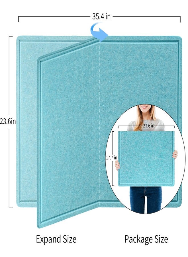 lightomorrow Bulletin Board, 36 x 24 inches Felt Board - Decorative Pin Board, Cork Board Alternative for Wall, 3' x 2' Foldable Picture Board Self-Adhesive Vision Board with 20 Pushpins - Turquoise Blue - Image 2