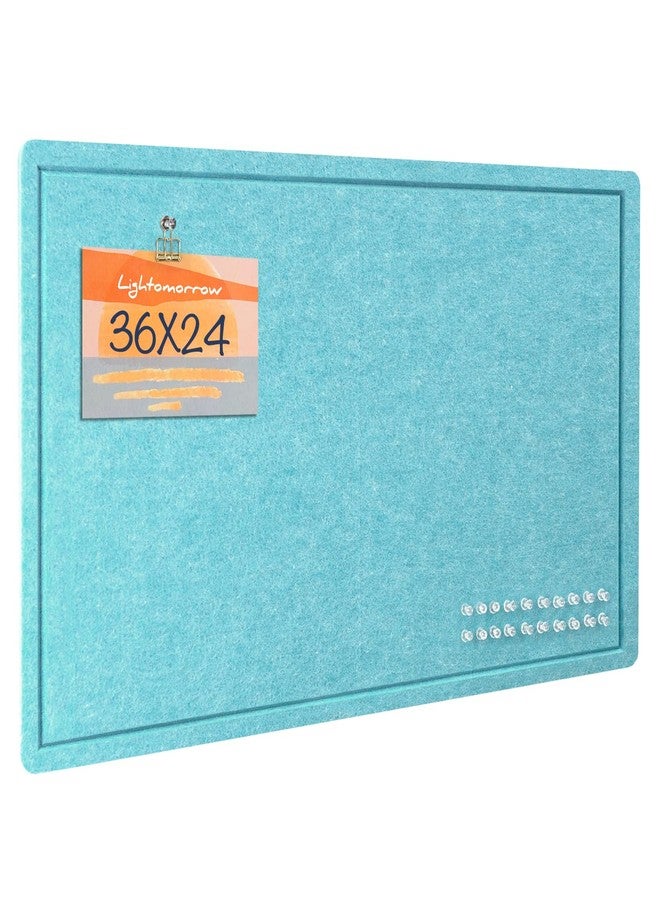 lightomorrow Bulletin Board, 36 x 24 inches Felt Board - Decorative Pin Board, Cork Board Alternative for Wall, 3' x 2' Foldable Picture Board Self-Adhesive Vision Board with 20 Pushpins - Turquoise Blue - Image 1