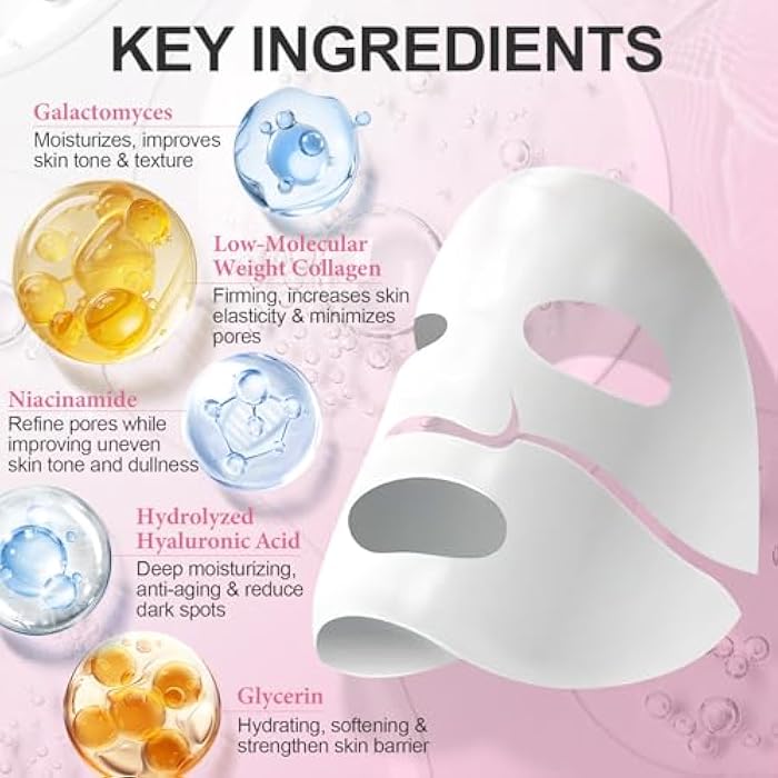 ulluxe Deep Collagen Face Mask, Overnight Hydrogel Facial Mask for Glowing Hydrating Lifting Firming Anti-Aging Moisturizing & Restores Skin Barrier, Korean Skincare Masks for All Skin Types, 37g x 4ea - Image 3