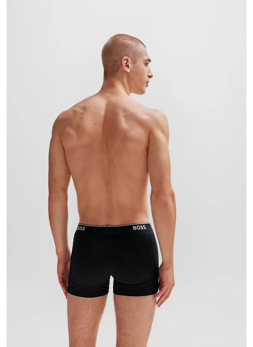 بوس Three-pack of stretch-cotton boxer briefs with logos