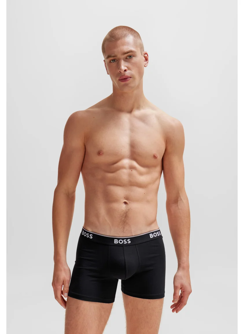 بوس Three-pack of stretch-cotton boxer briefs with logos