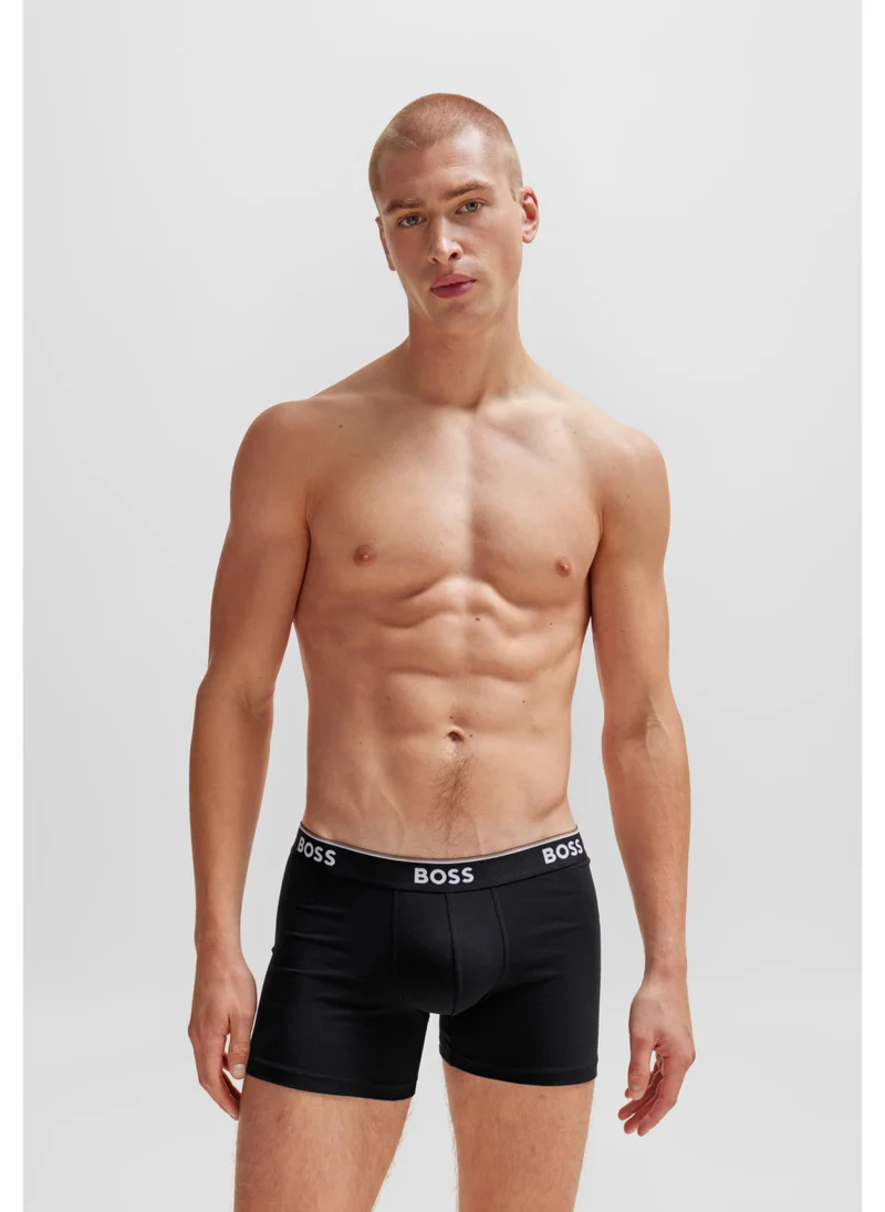 BOSS Three-pack of stretch-cotton boxer briefs with logos