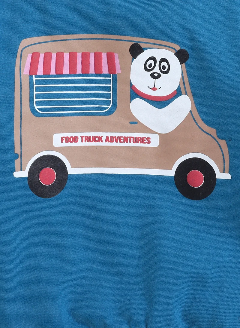 victor and jane Cute Truck Printed Sweatshirt and Jogger 2 Pc set