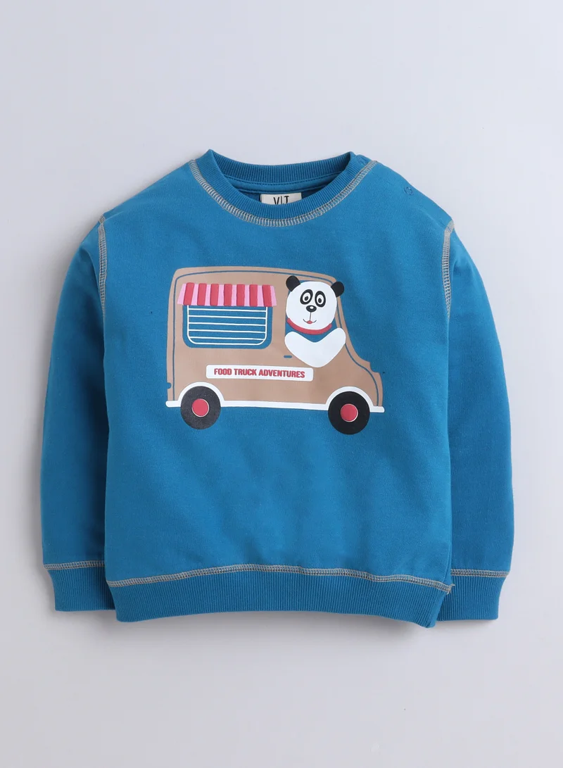 victor and jane Cute Truck Printed Sweatshirt and Jogger 2 Pc set