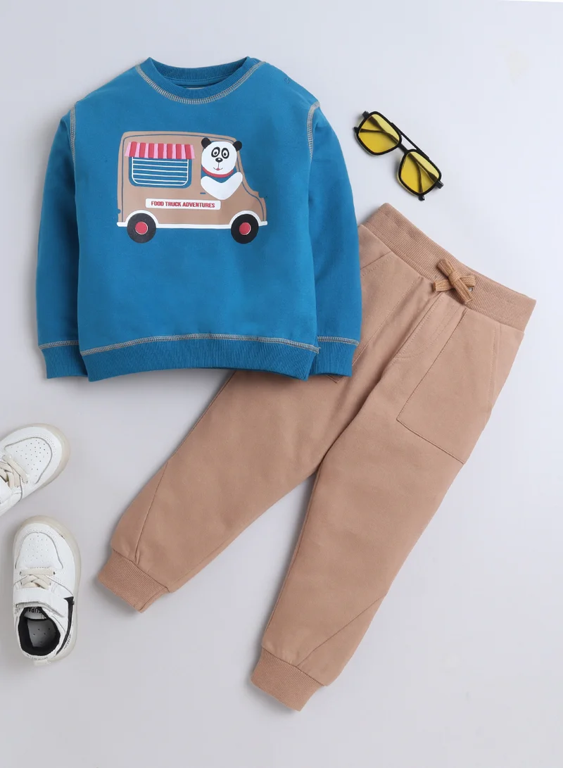 victor and jane Cute Truck Printed Sweatshirt and Jogger 2 Pc set