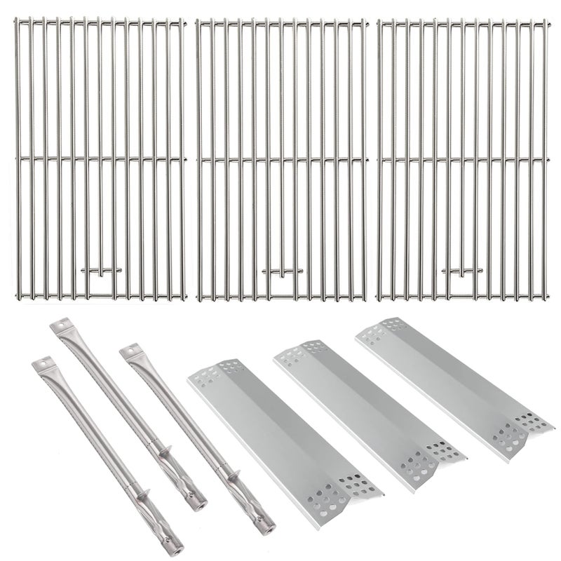 BBQration Replacement Kit for Kitchen Aid 7200787D 7300787D 7200953 7300953 7200953L 7MM Solid Stainless Steel Cooking Grates Burner and Heat Plates Replacement Parts for Kitchen Aid Gas Grill
