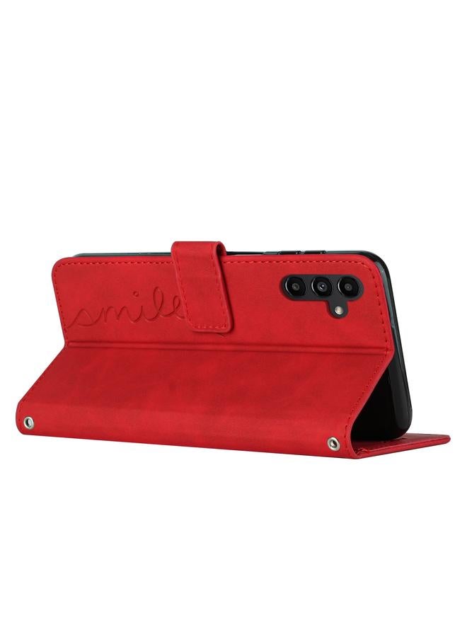 اس-توب جراب لهاتف Samsung Galaxy A15 مصنوع من الجلد المنقوش على شكل قلب مع حبل طويل - Image 4