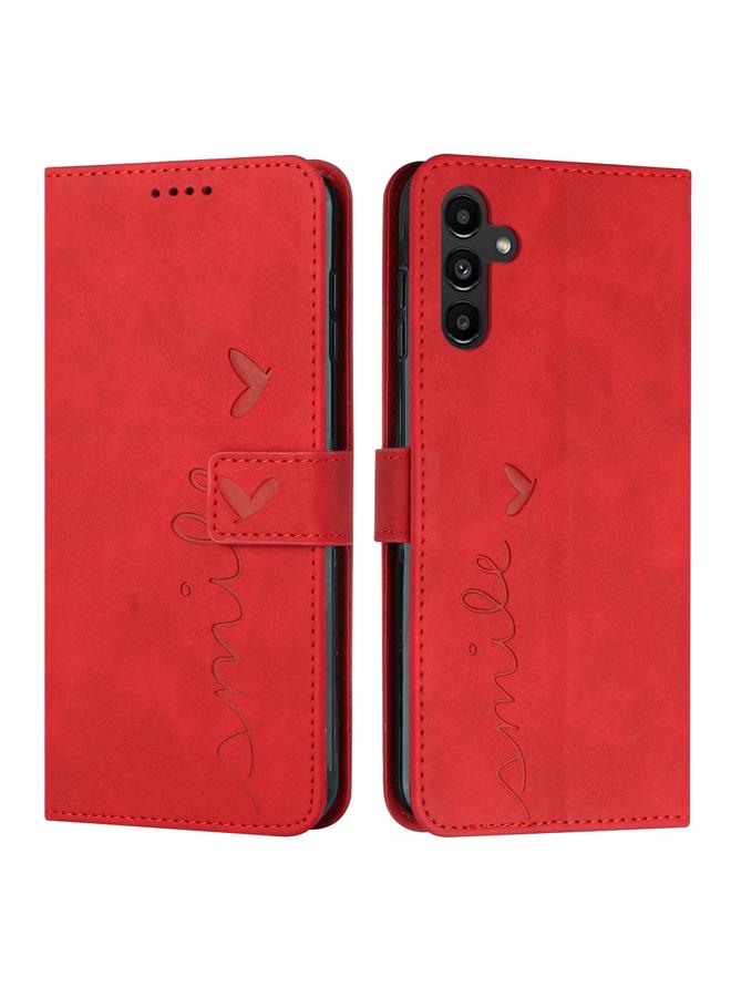 اس-توب جراب لهاتف Samsung Galaxy A15 مصنوع من الجلد المنقوش على شكل قلب مع حبل طويل - Image 1