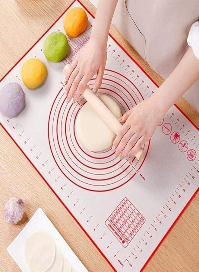 DDA MART Silicone Baking Mat with Measurements, Extra Large Non-Stick Pastry Rolling Mat, 60x40 cm, Red - Image 1